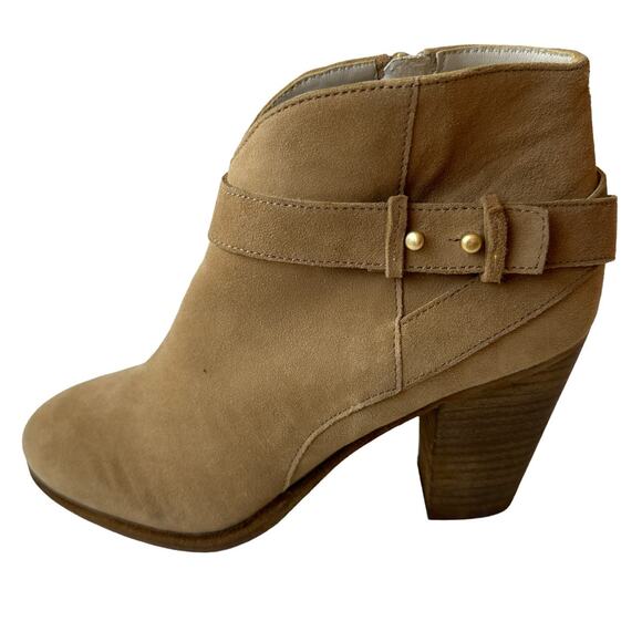 Boden Boots Tan Faux Suede Western Ankle Boot Studs Straps Women's Size 36 5.5 - Picture 1 of 11